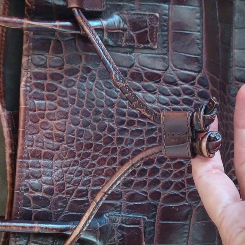 Talbots Brown  Croco Leather Vintage Bag Tote Purse Old Money Y2k - Picture 2 of 9